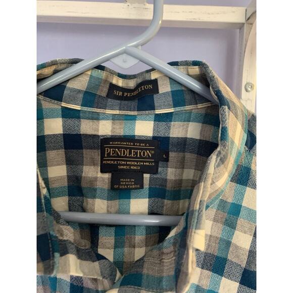 Vintage Pendleton Shirt Mens Wool Green plaid button down Lg preppy grandpa - Picture 3 of 6